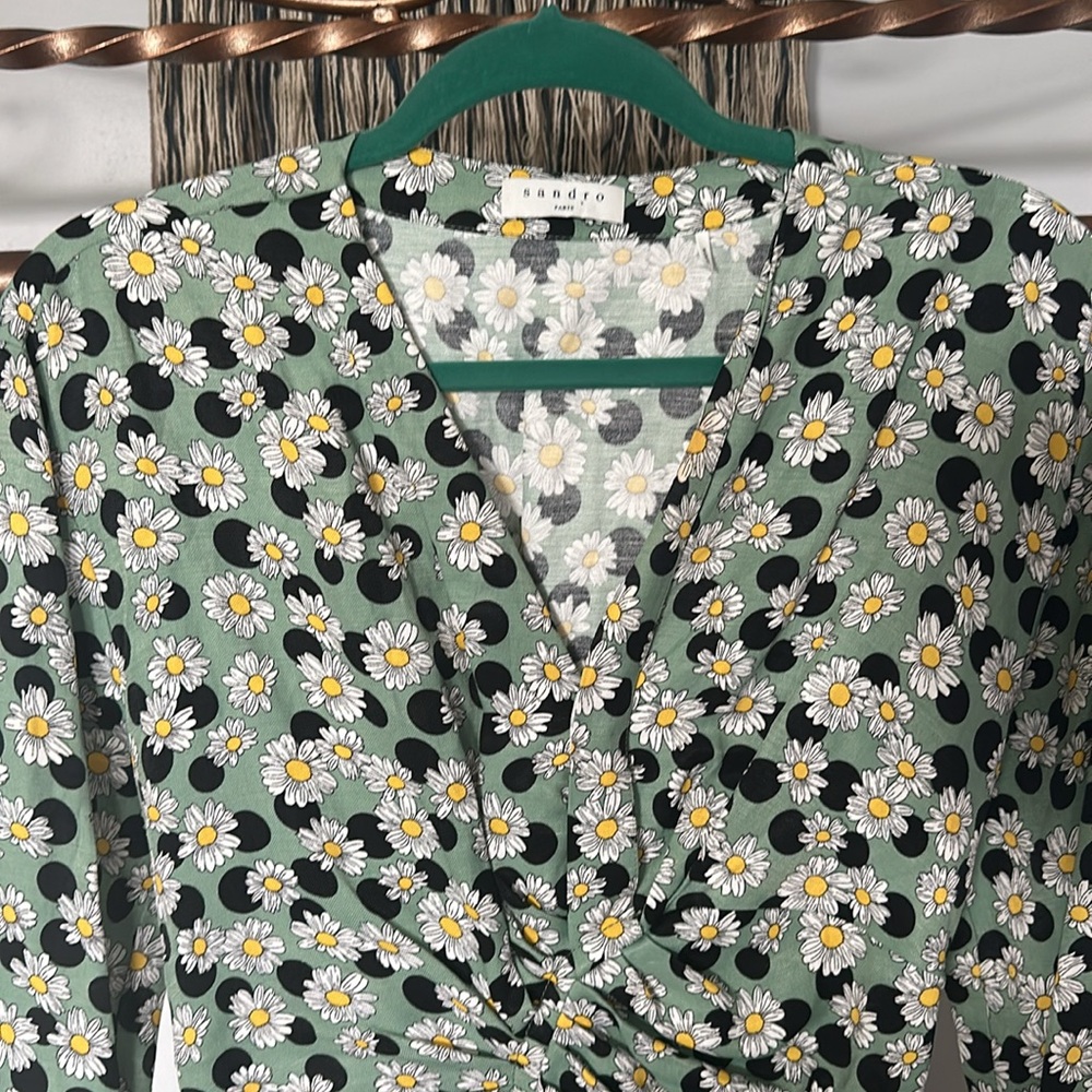 Sandro Paris Green  Floral Midi Dress - Picture 4 of 6